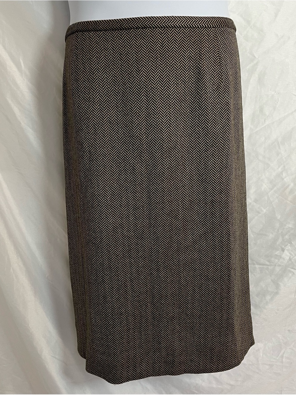 NWT Dana Buchman Vintage Brown Tweed Chevron Wool Cashmere Pencil Skirt 22 Plus